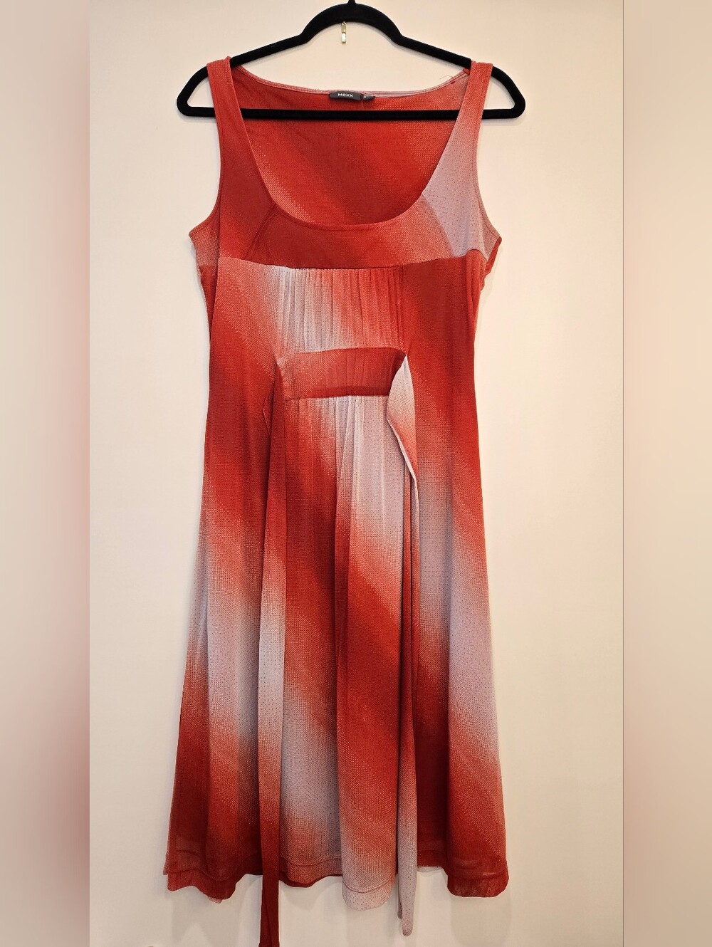 Vintage Mexx Red and White Ombre Sleeveless Dress - Size L